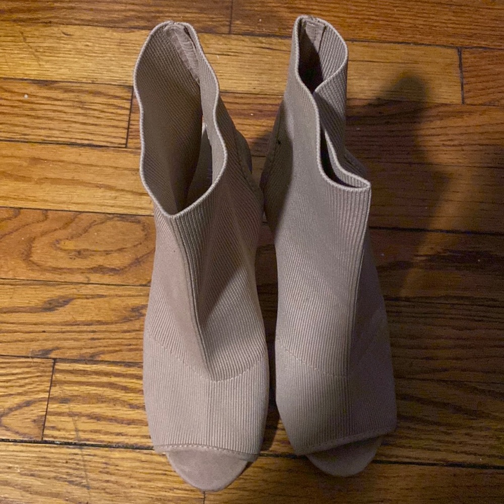 Peek toe sock boots